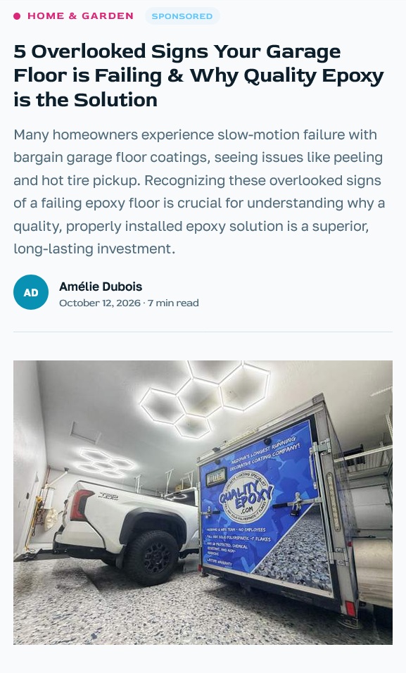 DailyLocalFinds Article - 5 Overlooked Signs Your Garage Floor is Failing