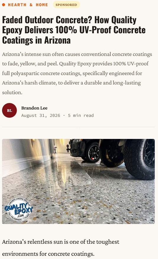 PorchAndPress Article - How Quality Epoxy Delivers 100% UV-Proof Concrete Coatings in Arizona
