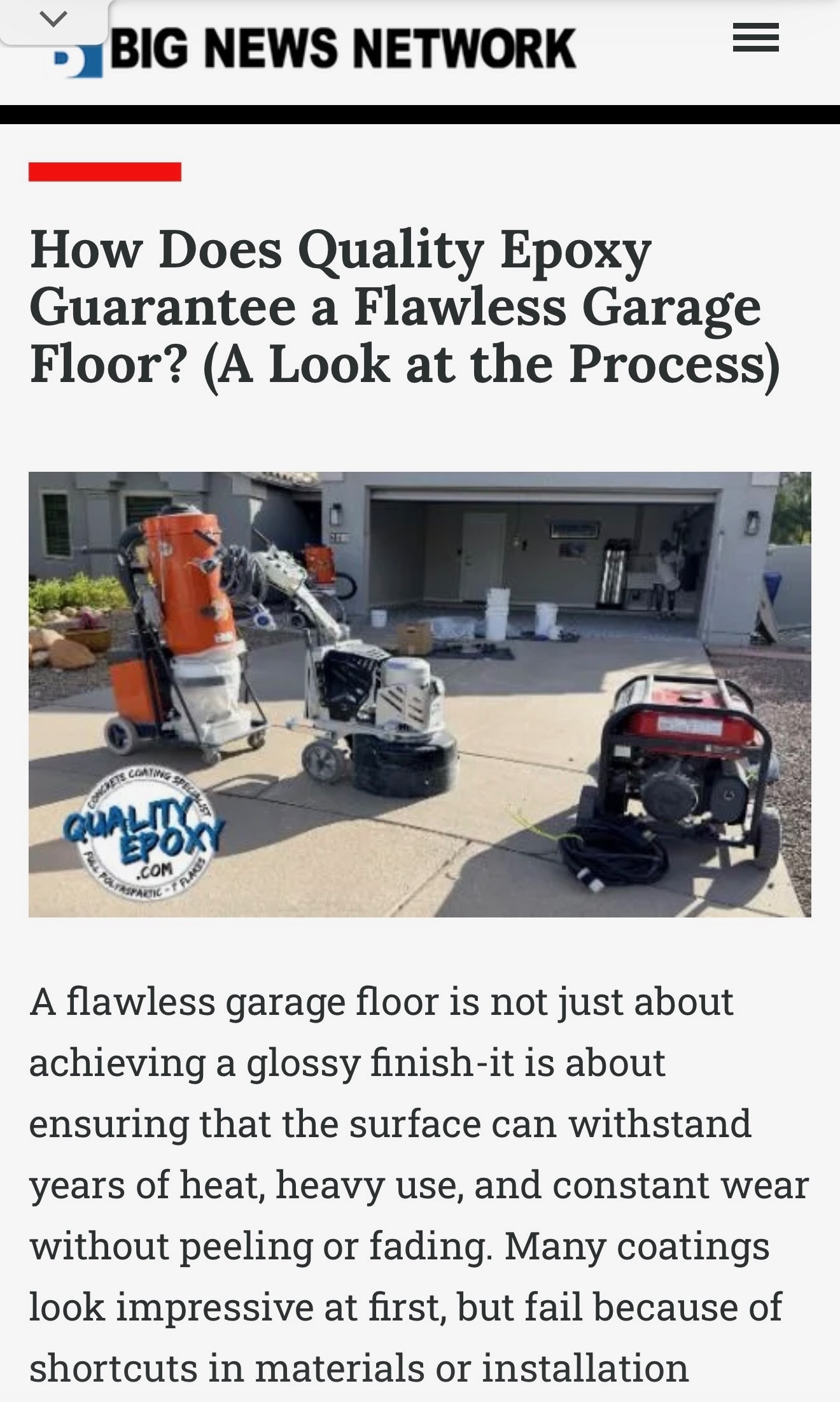 Big News Network Article - How Does Quality Epoxy Guarantee a Flawless Garage Floor?
