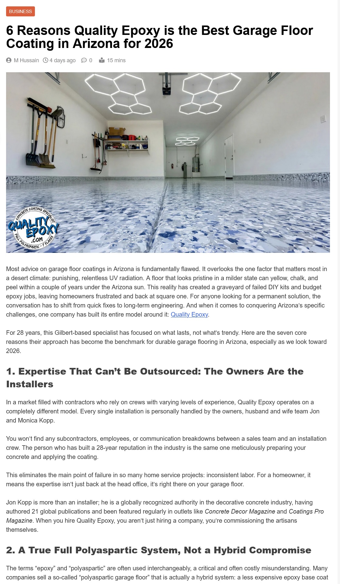 Dutable Article - 6 Reasons why Quality Epoxy is the best