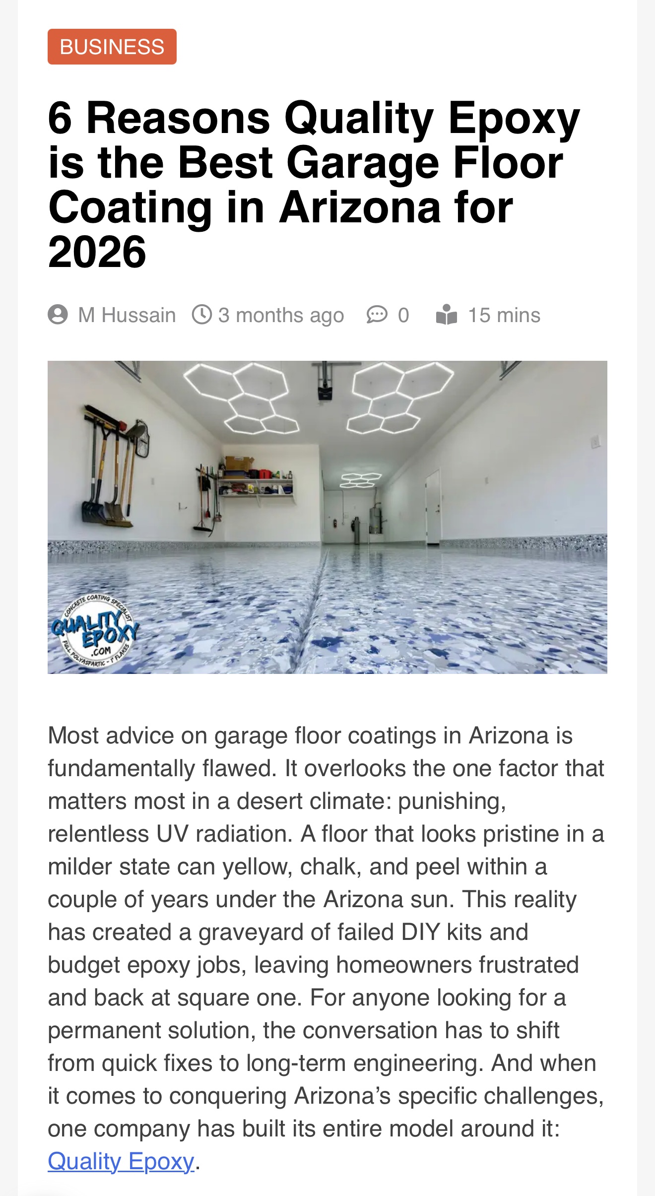 Dutable Article - 6 Reasons why Quality Epoxy is the best